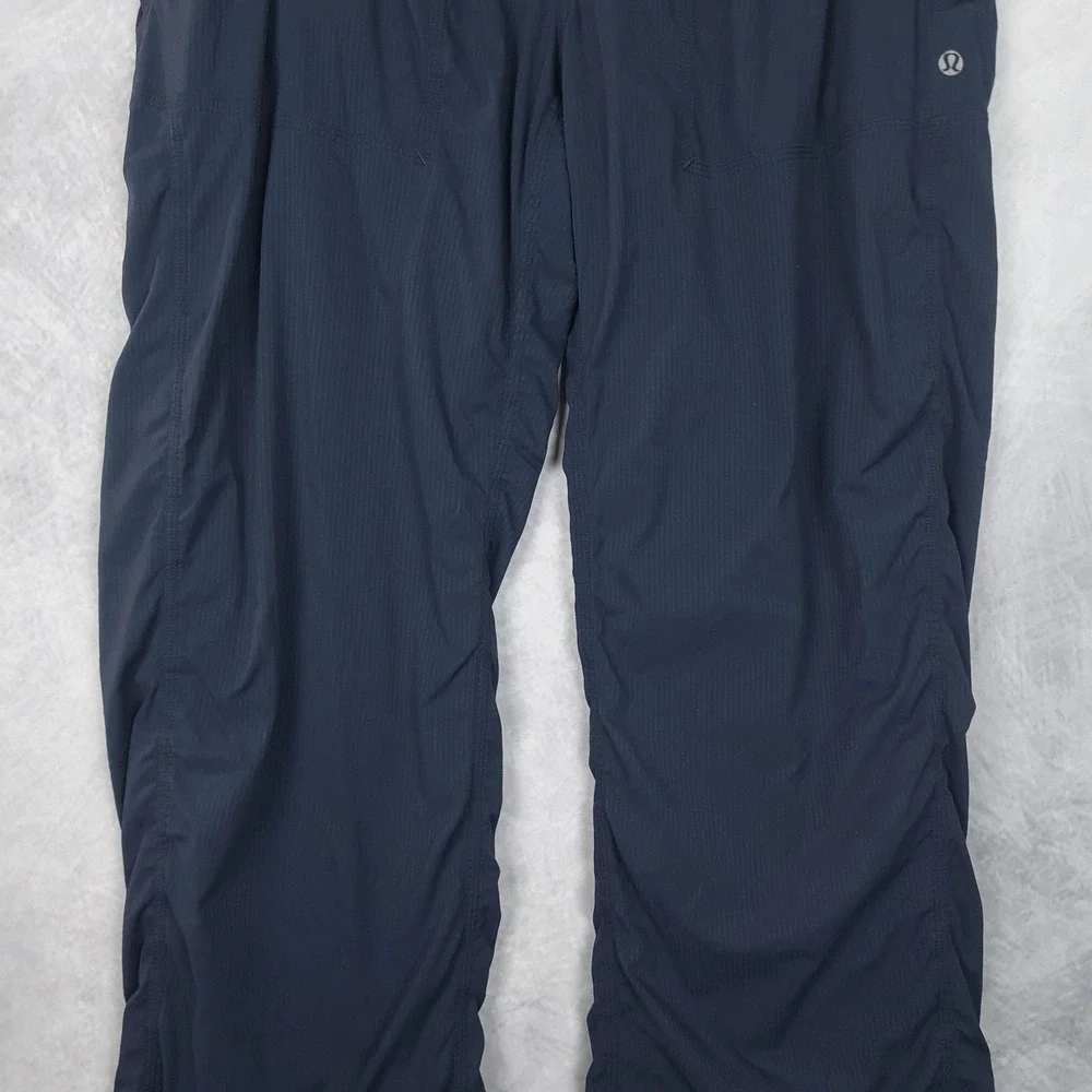 Lululemon Pants Womens 10 Blue Dance Studio Lined Track Drawstring Ruched Leg